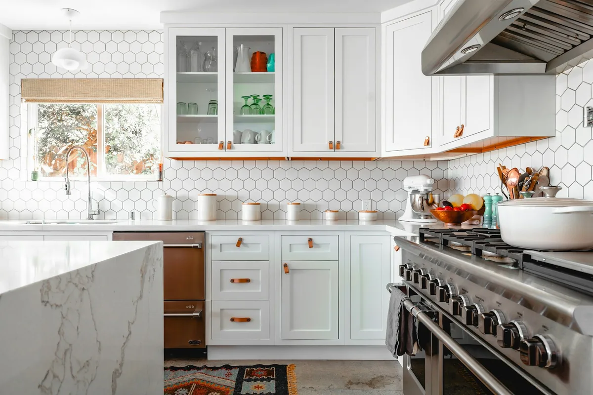 Custom kitchen cabinetry with modern bench top
